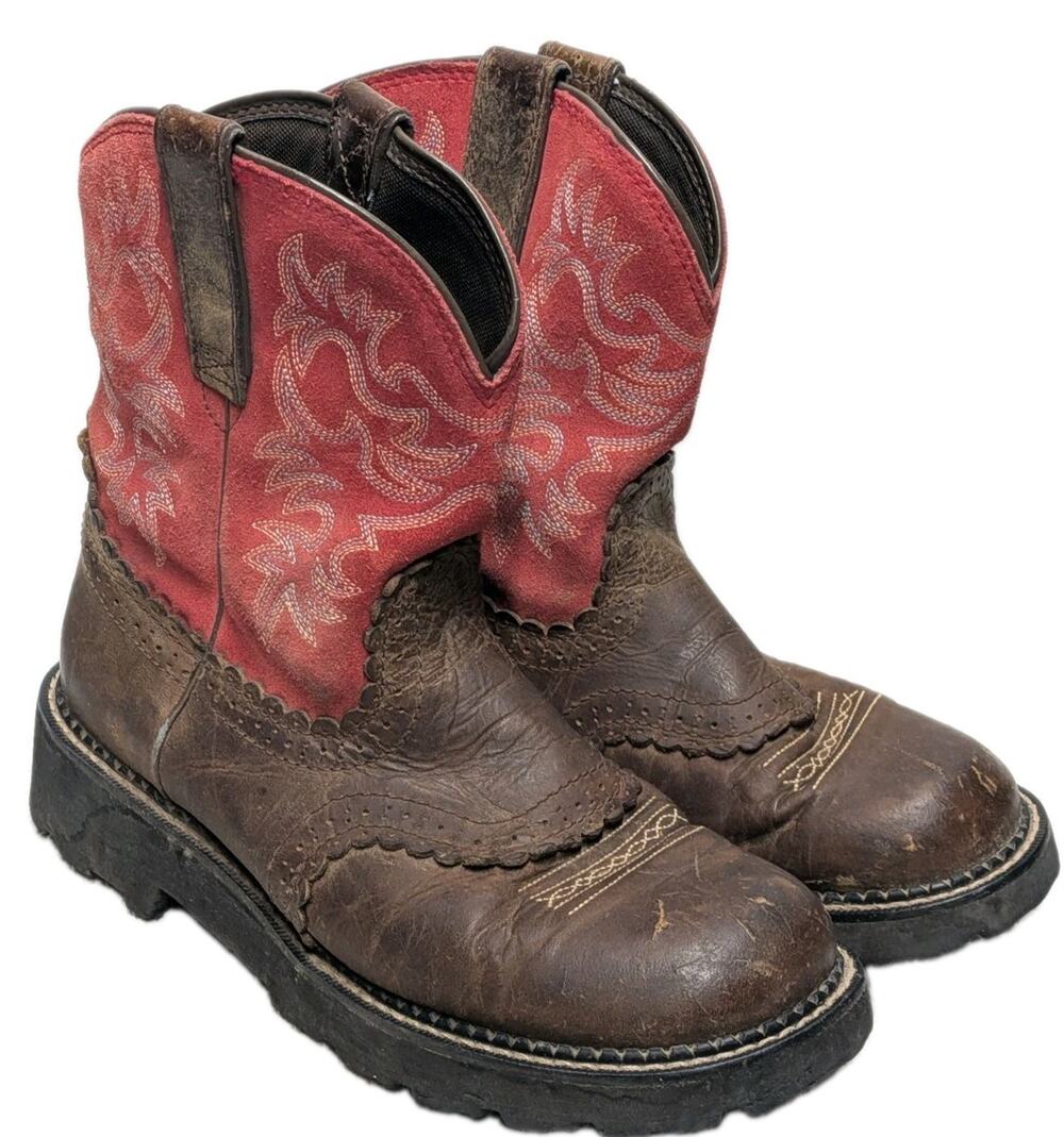 Ariat Fatbaby Women's Sz 8.5 Western Boots Brown Red Leather Rodeo Cowgirl